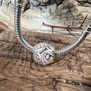 Truth PK 925 European Charm Pink Rose Flower Enamel Bead Garden Floral